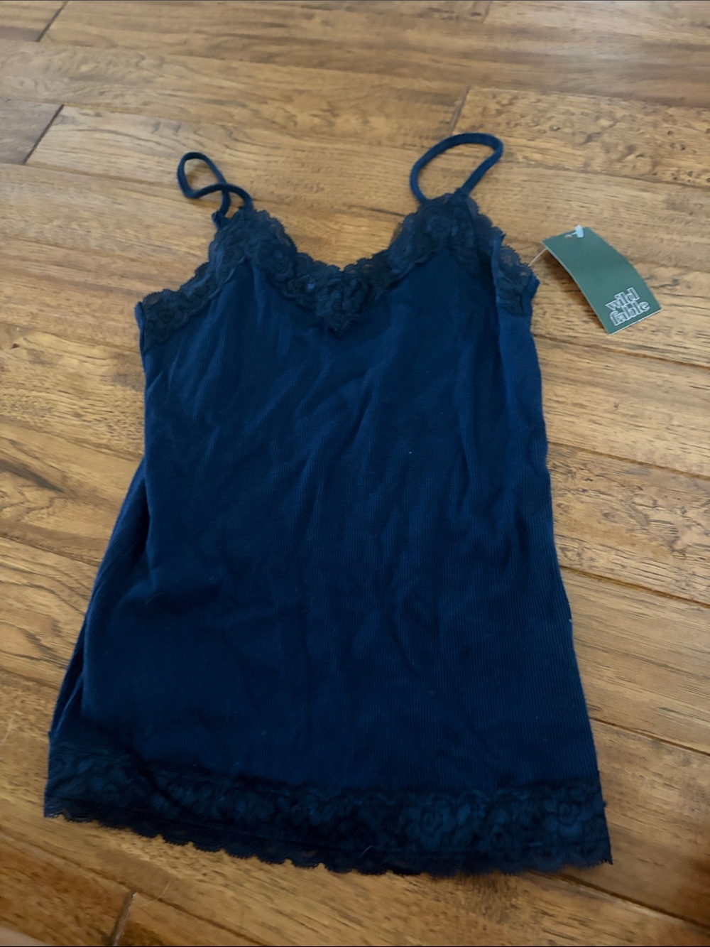 wild fable Navy Lace-Trim Cami Tank
